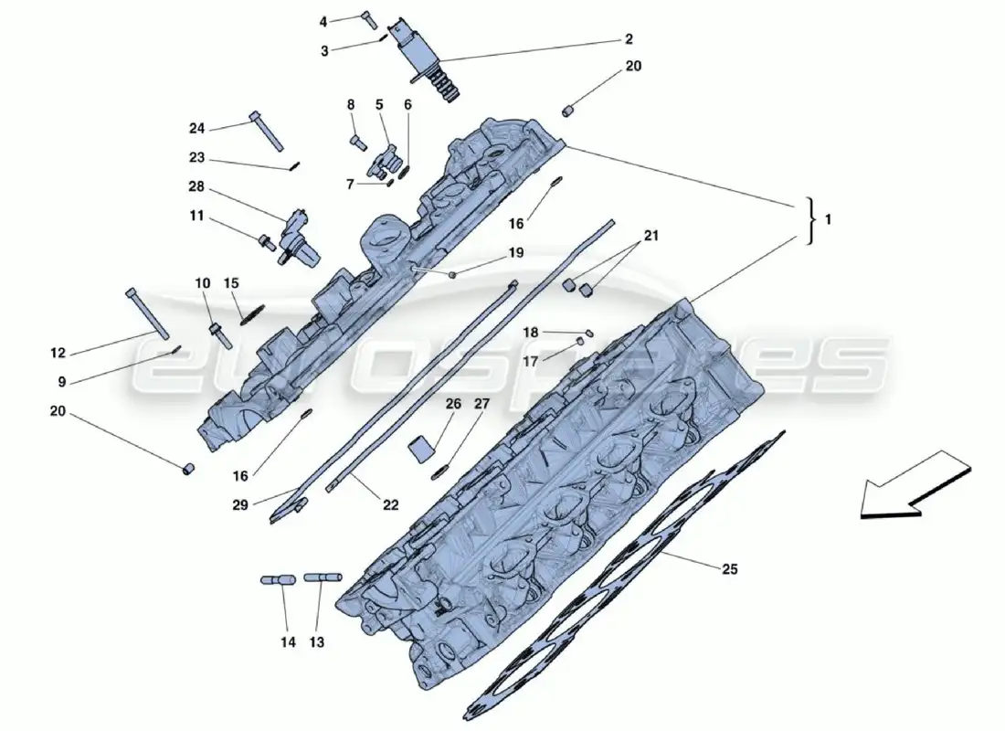 ferrari 488 challenge culata derecha diagrama de piezas
