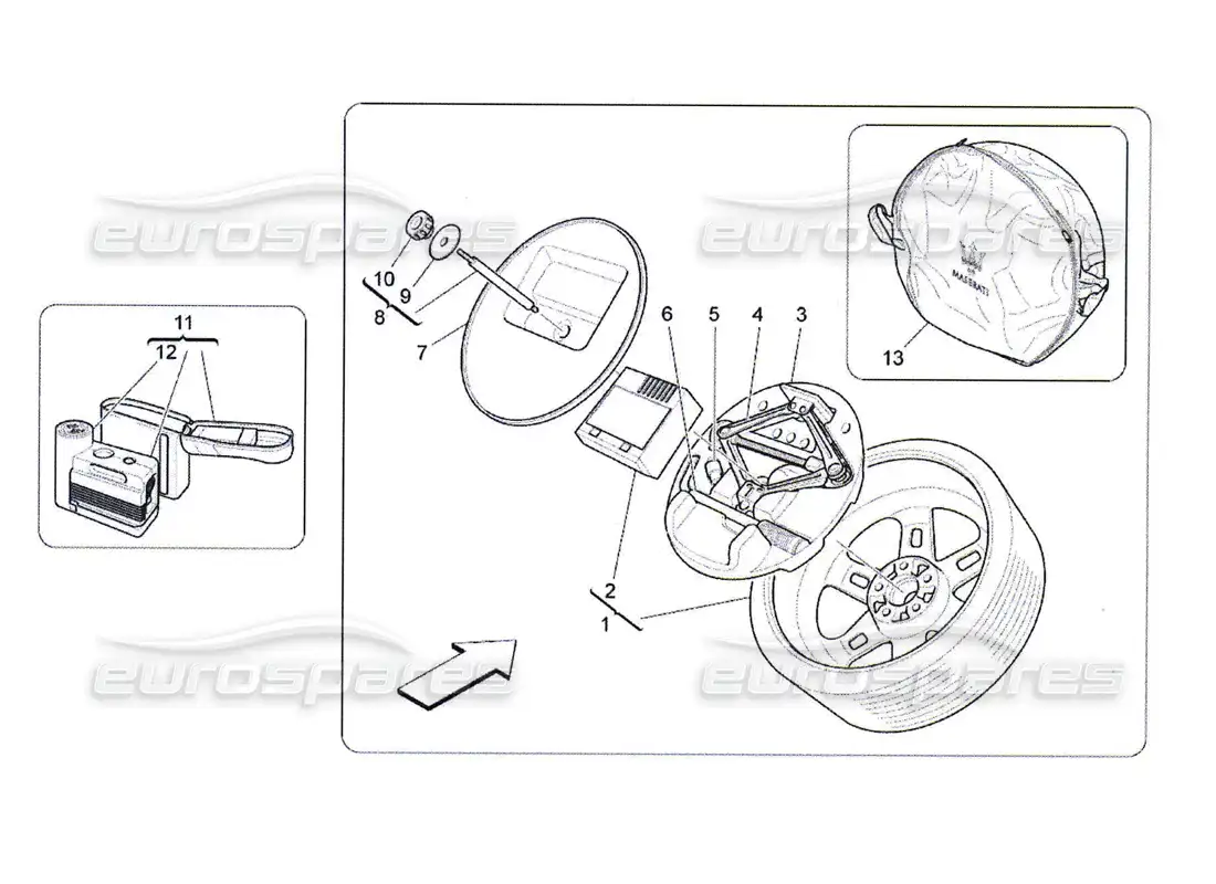maserati qtp. (2010) 4.7 accesorios proporcionados diagrama de piezas