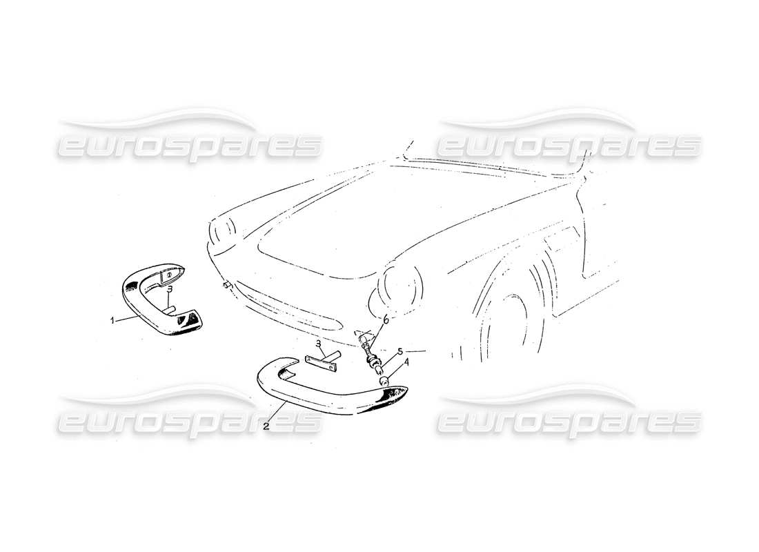 ferrari 330 gtc (coachwork) diagrama de piezas de parachoques delanteros
