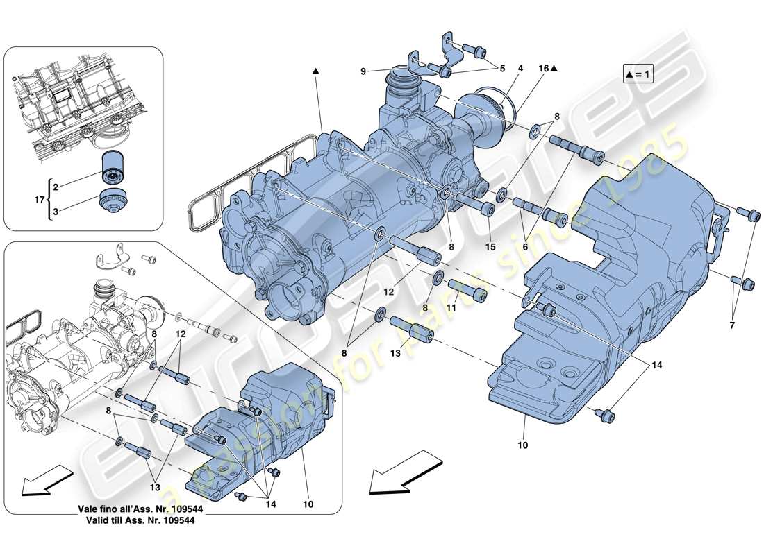 ferrari f12 berlinetta (europe) enfriamiento - diagrama de piezas de la bomba de aceite
