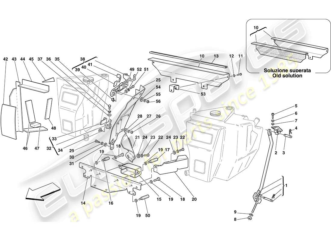 ferrari f430 coupe (usa) tanques de combustible - sujetadores y protectores diagrama de piezas