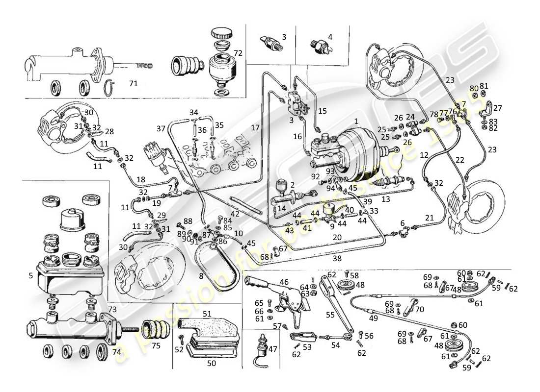maserati kyalami control de freno diagrama de piezas
