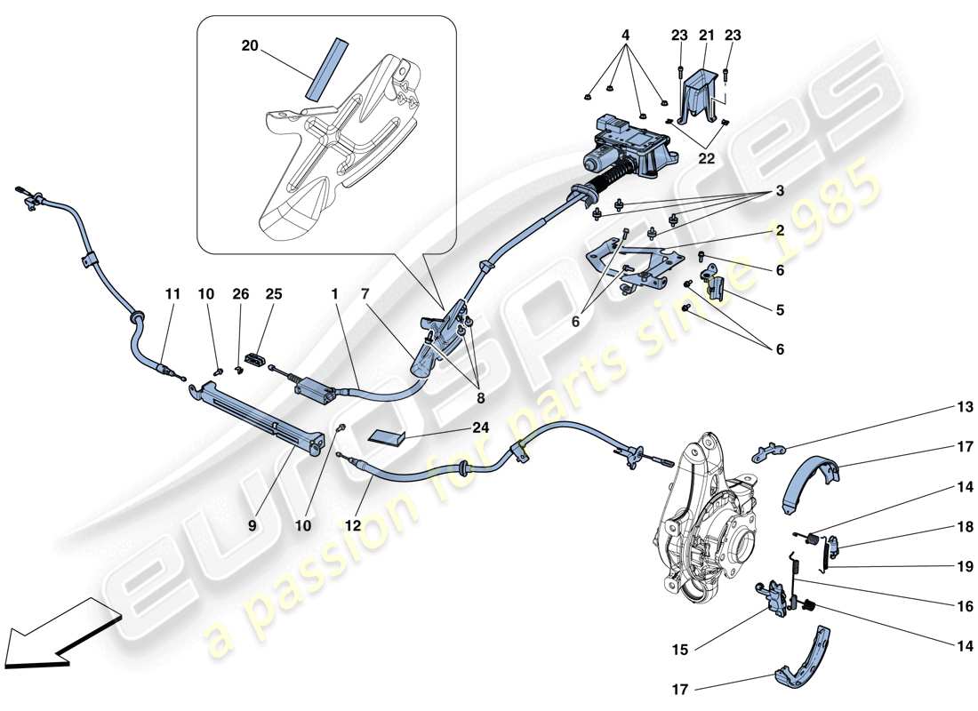 ferrari f12 berlinetta (usa) control del freno de estacionamiento diagrama de piezas