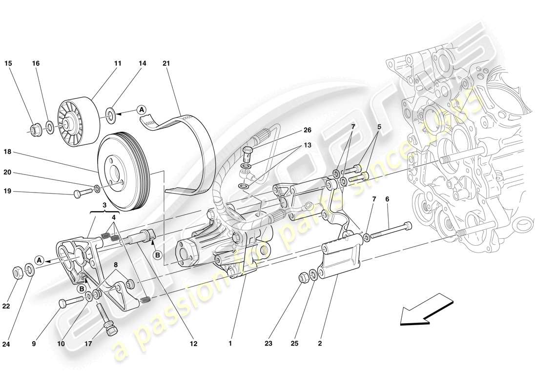 ferrari 612 scaglietti (rhd) bomba de dirección asistida diagrama de piezas