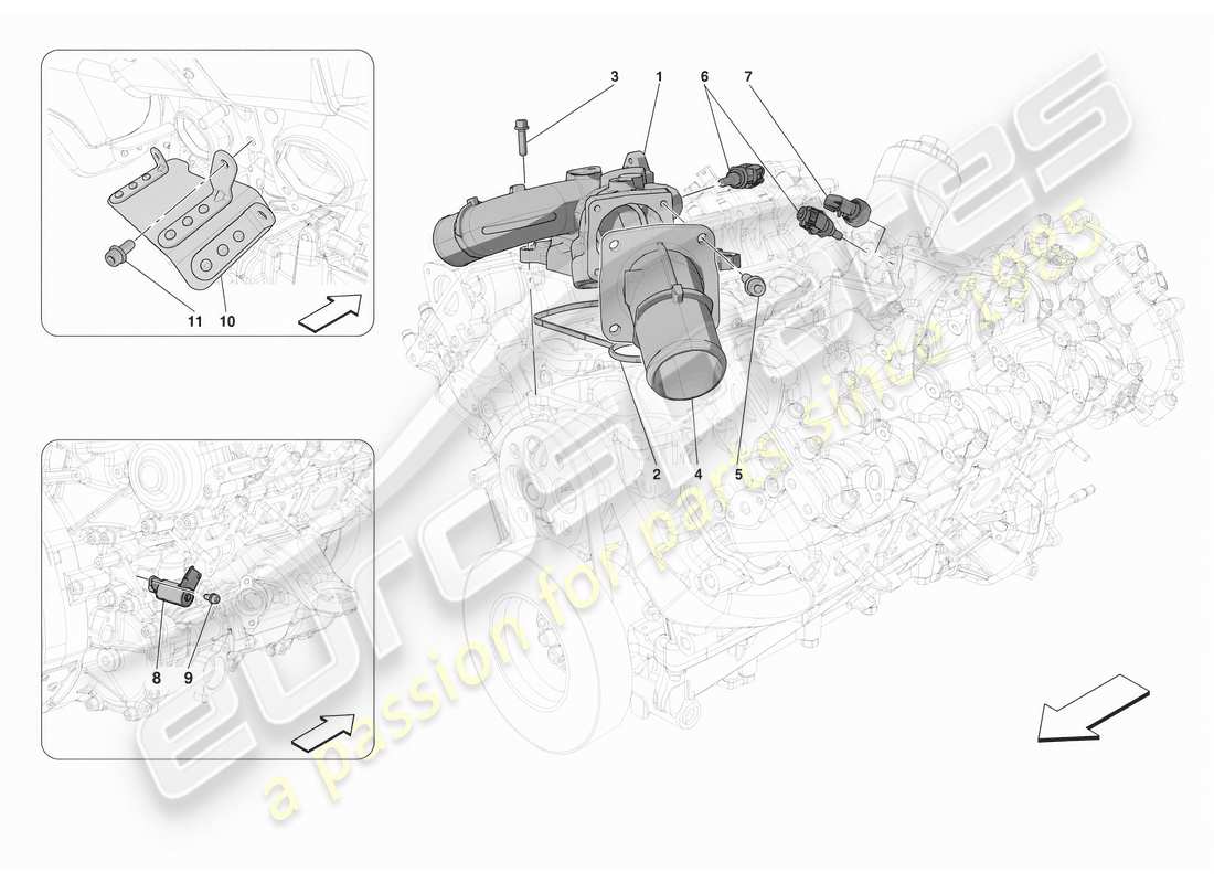 ferrari sf90 stradale reguladores de presión y temperatura del motor diagrama de piezas