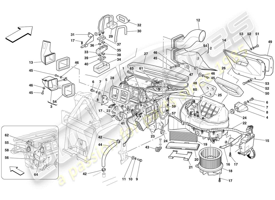 ferrari 599 gto (usa) unidad de evaporador y controles diagrama de piezas