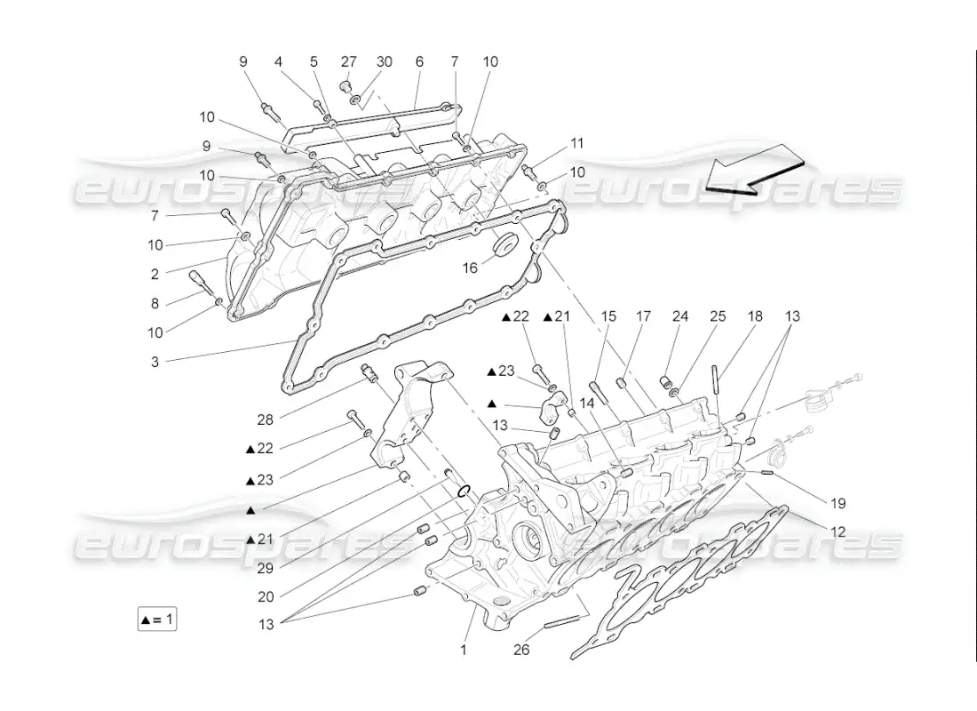 maserati qtp. (2007) 4.2 f1 culata derecha diagrama de piezas