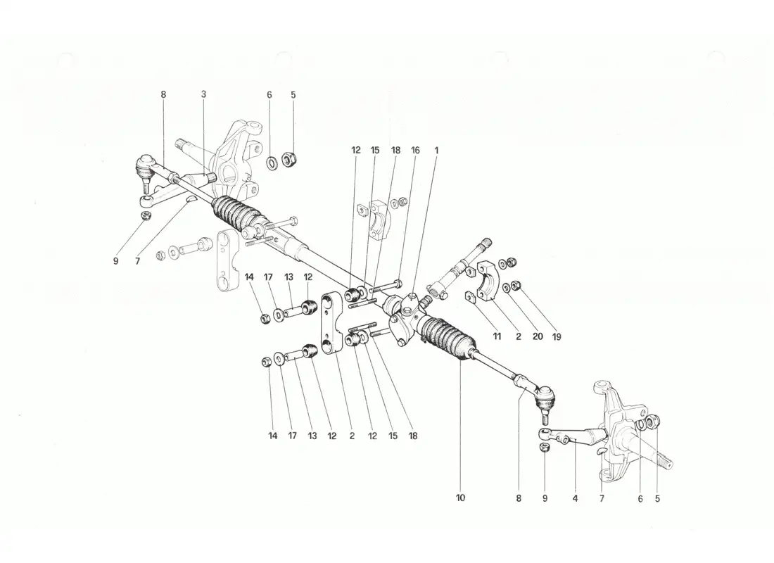 ferrari 208 gtb gts caja de dirección y varillaje diagrama de piezas