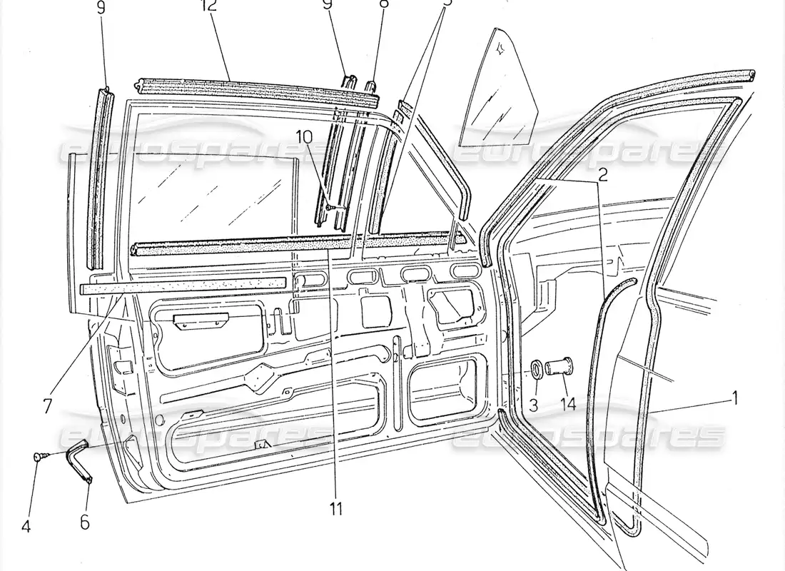 maserati 228 diagrama de piezas de la junta de apertura de puerta