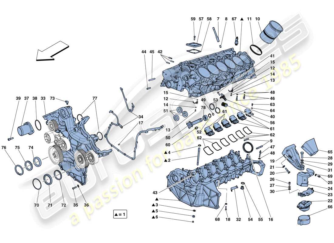 ferrari gtc4 lusso (europe) crankcase diagrama de piezas