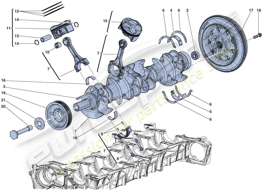 ferrari laferrari aperta (usa) cigüeñal - bielas y pistones diagrama de piezas