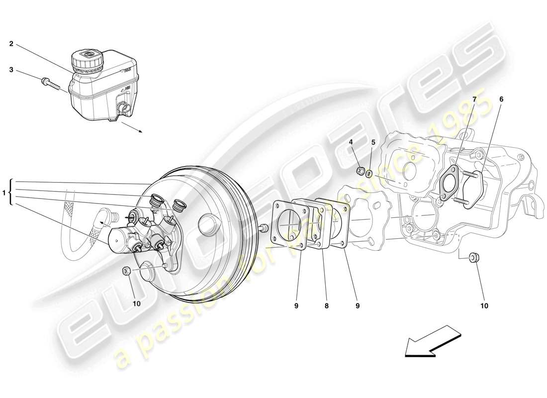 ferrari 599 sa aperta (usa) control de freno y embrague hidráulico diagrama de piezas