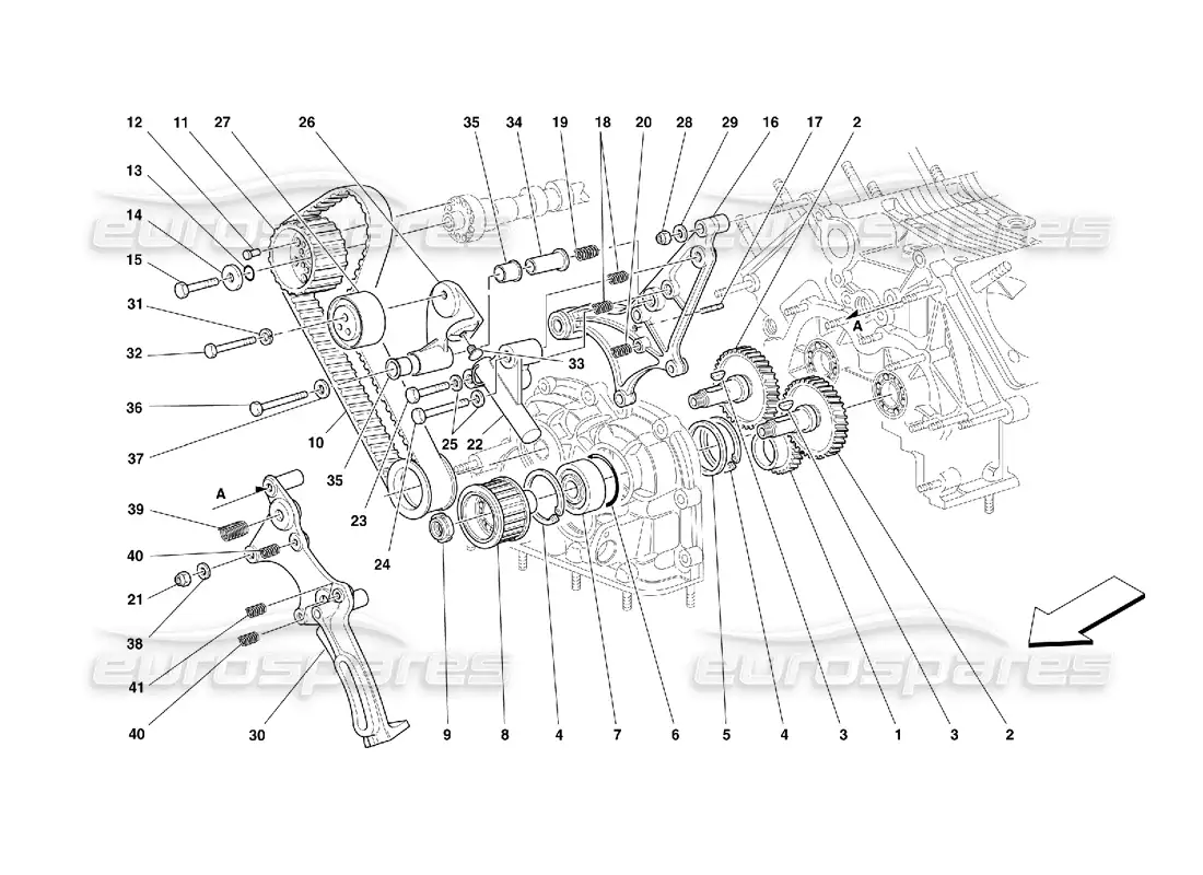 ferrari 355 (5.2 motronic) sincronización - controles diagrama de piezas