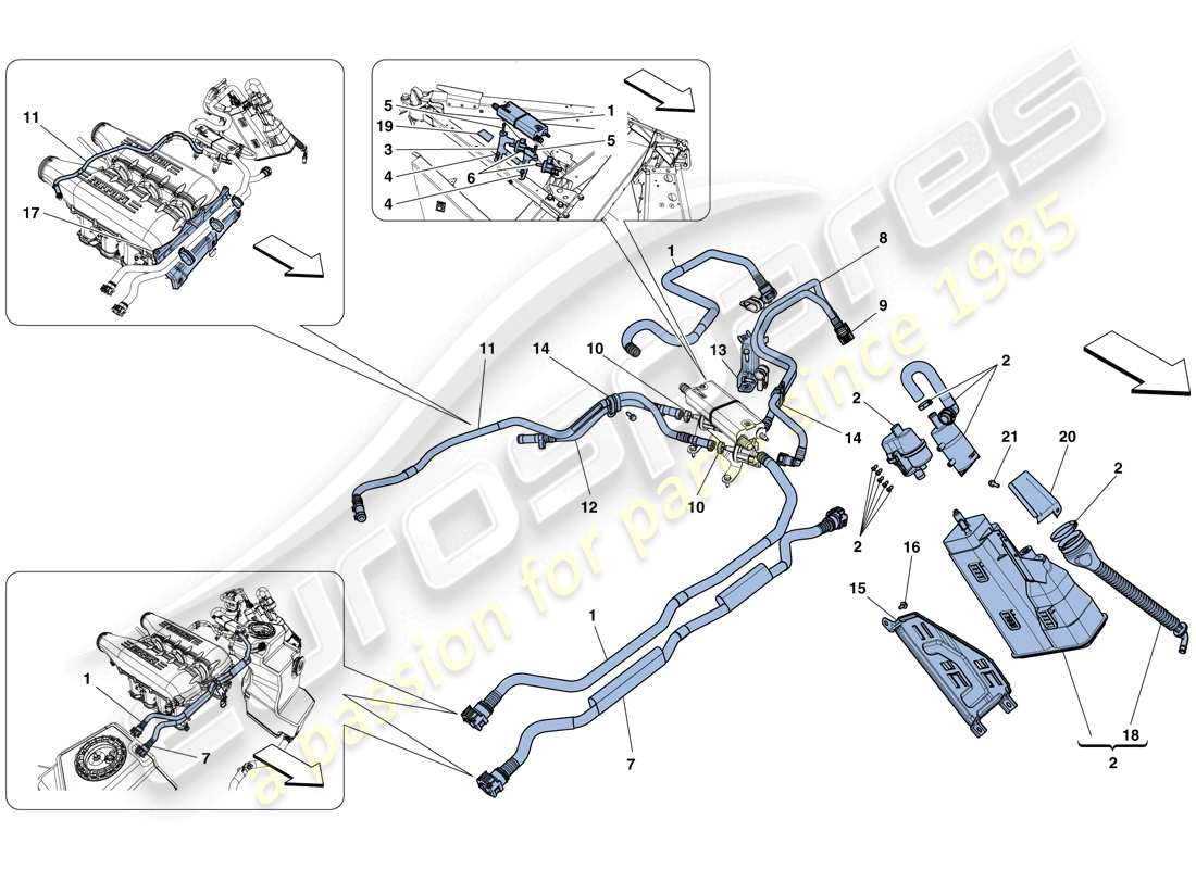 ferrari 458 spider (rhd) sistema de control de emisiones evaporativas diagrama de piezas
