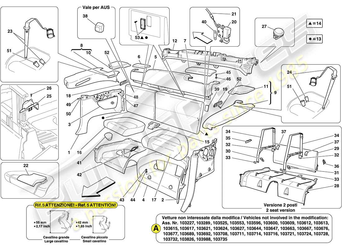 ferrari california (europe) acabado interior diagrama de piezas