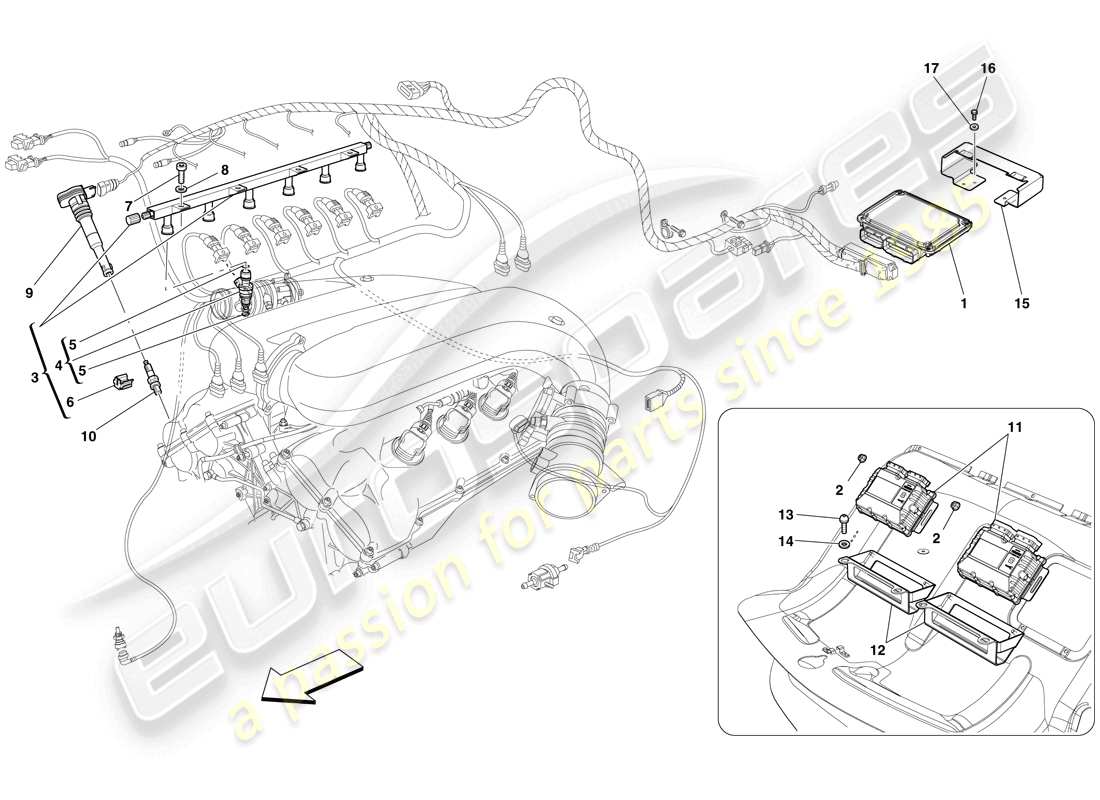 ferrari 599 gto (europe) inyección - sistema de encendido diagrama de partes