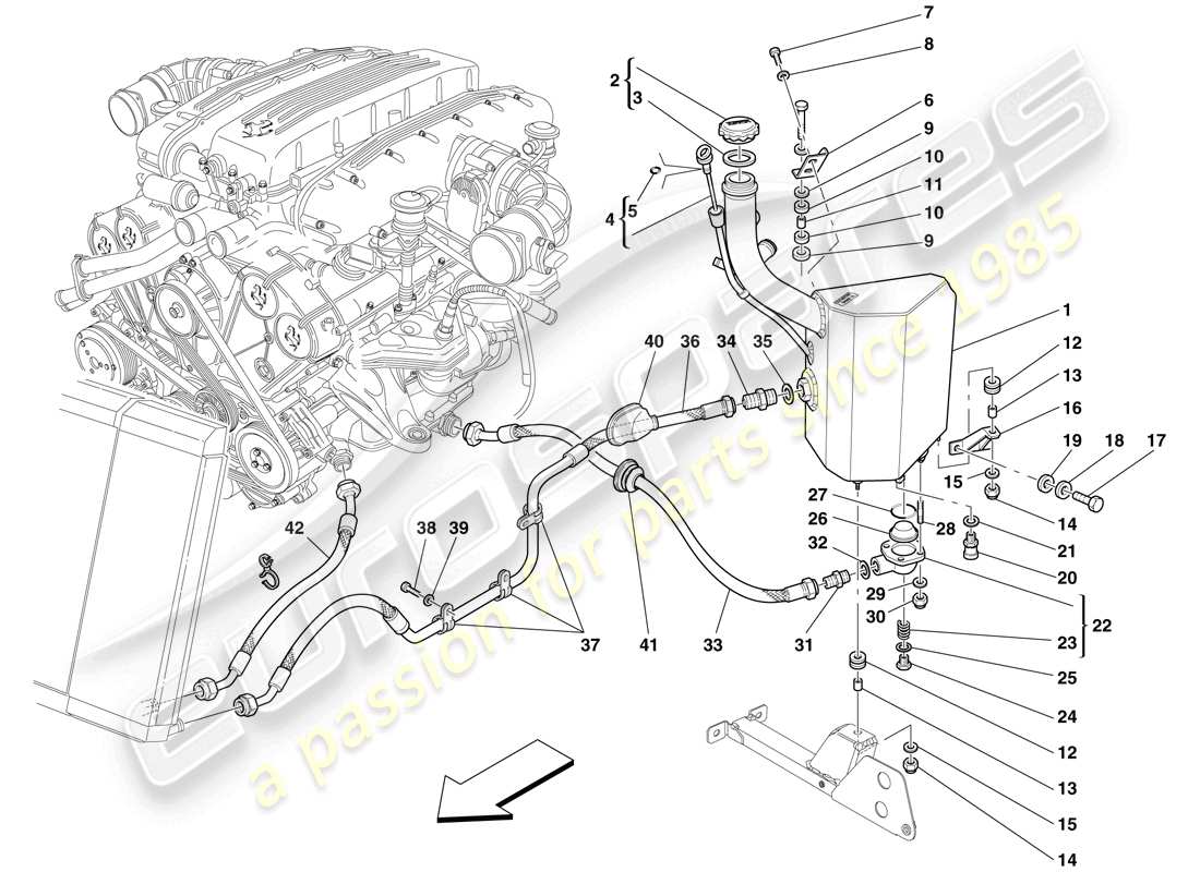 ferrari 612 sessanta (rhd) sistema de lubricación - tanque diagrama de piezas