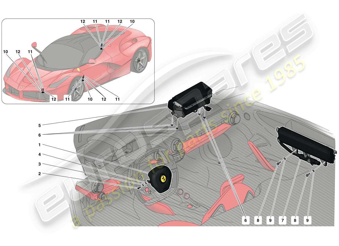 ferrari laferrari (usa) diagrama de piezas de airbags