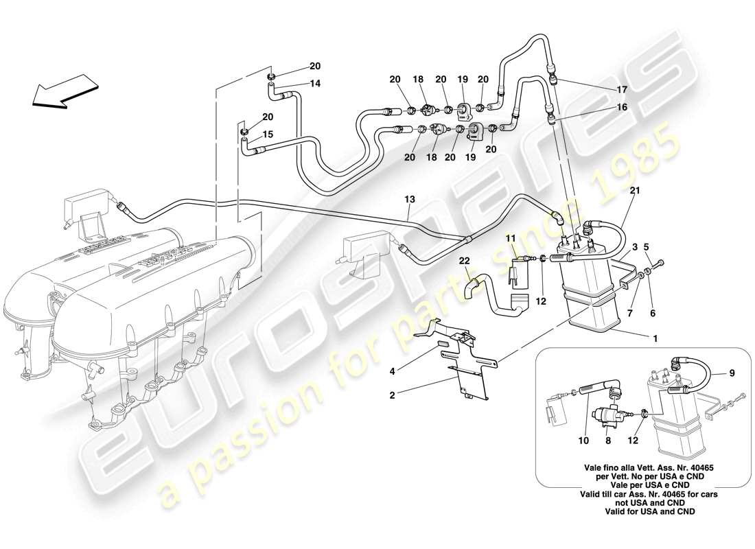 ferrari f430 spider (rhd) diagrama de piezas del sistema de control de emisiones evaporativas