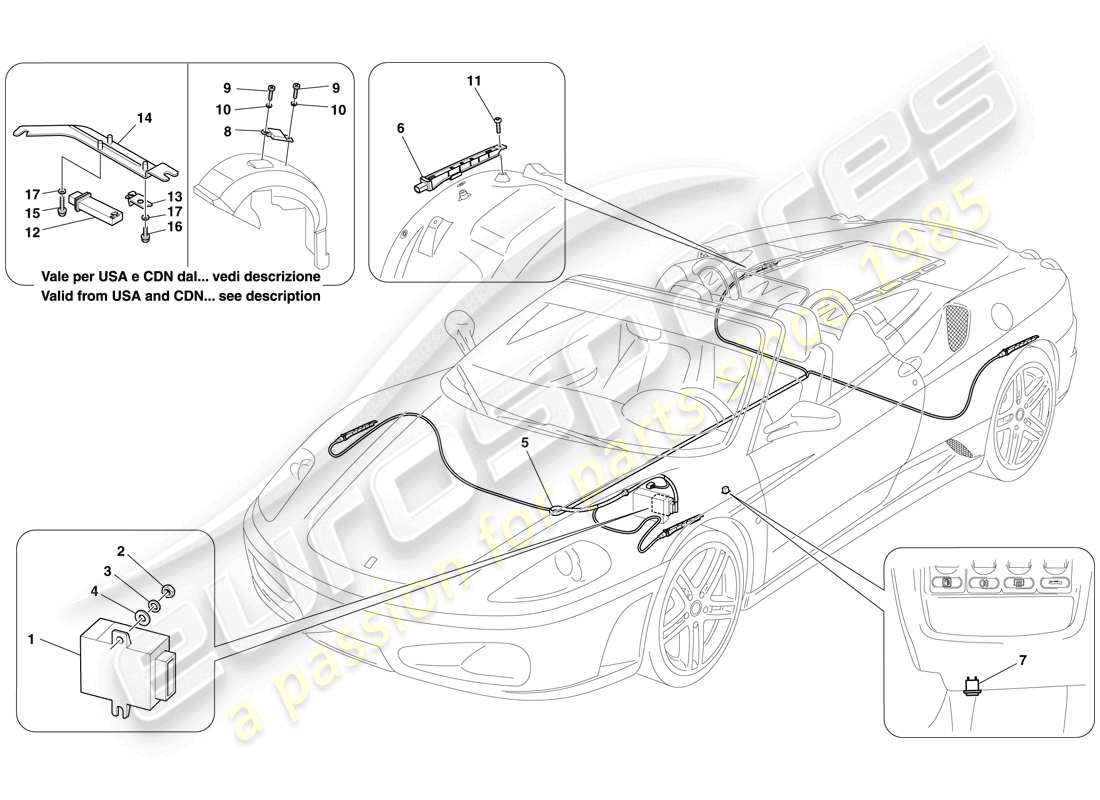 ferrari f430 spider (rhd) diagrama de piezas del sistema de control de presión de neumáticos