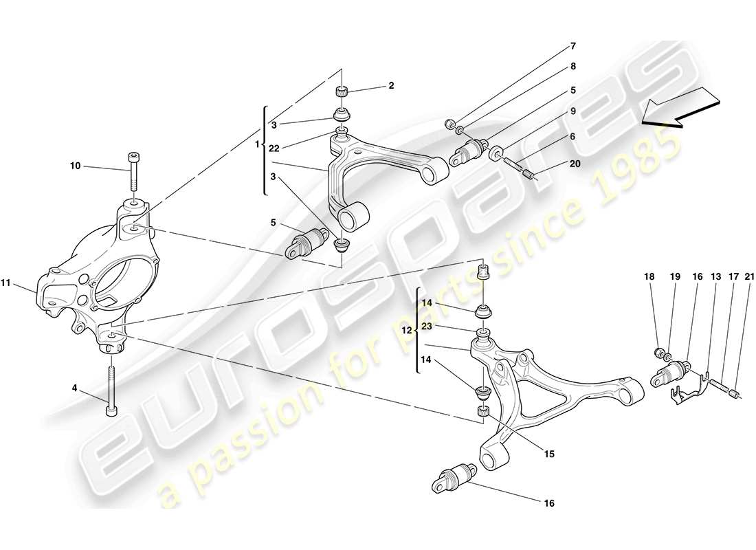 ferrari f430 coupe (europe) suspensión delantera - brazos diagrama de piezas