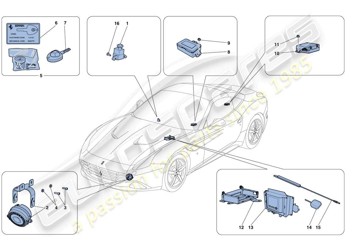 ferrari california t (europe) sistema anti-robo diagrama de piezas