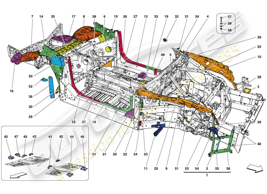 ferrari california t (europe) terminación del chasis diagrama de piezas