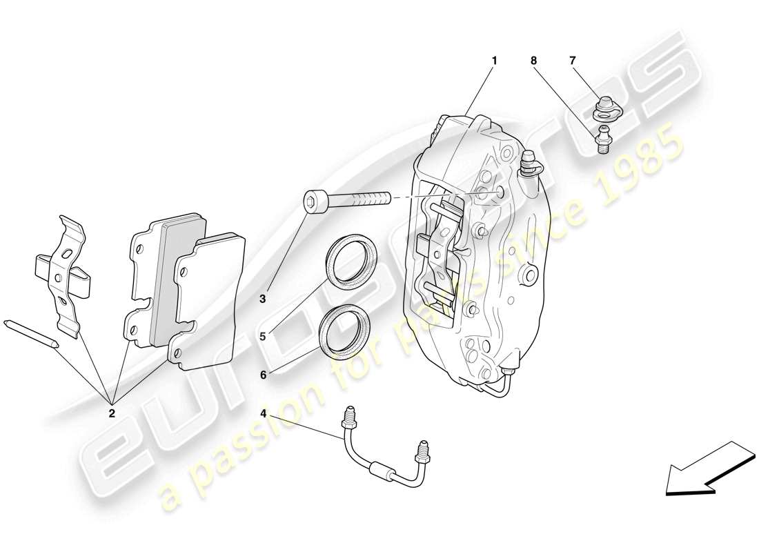 ferrari 612 sessanta (rhd) pinza de freno trasero diagrama de piezas