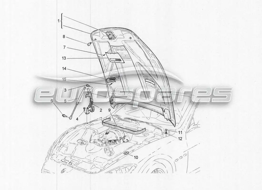 maserati grancabrio mc centenario front bonnet diagrama de piezas