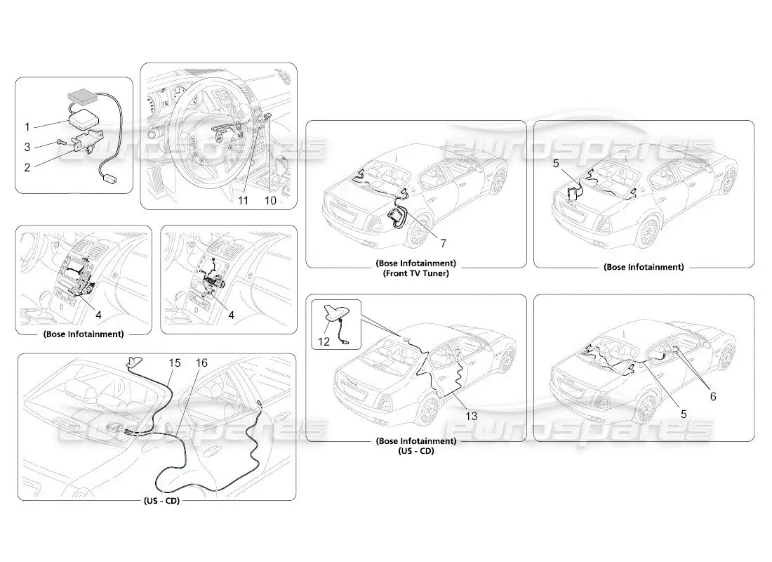 maserati qtp. (2011) 4.2 auto diagrama de piezas del sistema de recepción y conexión
