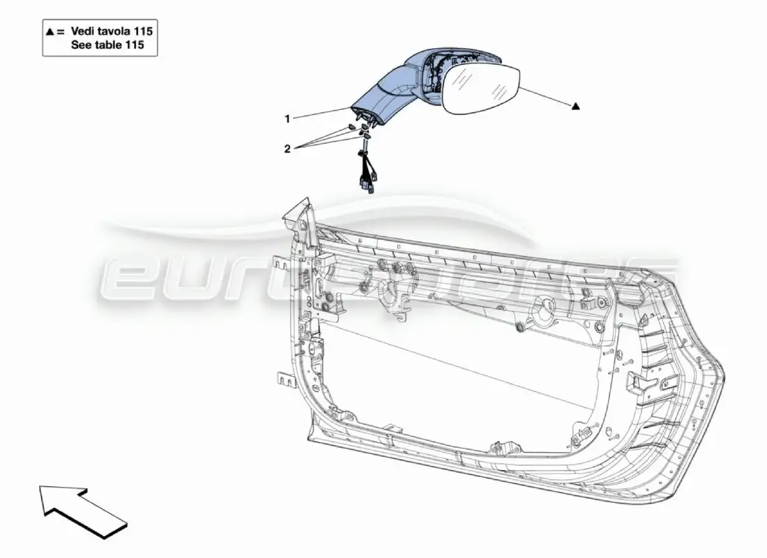 ferrari 488 challenge espejos retrovisores diagrama de piezas