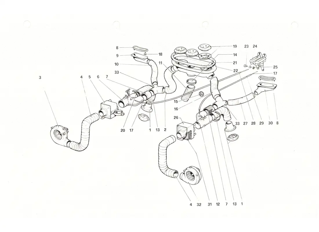 ferrari 208 gtb gts sistema de calefacción diagrama de piezas