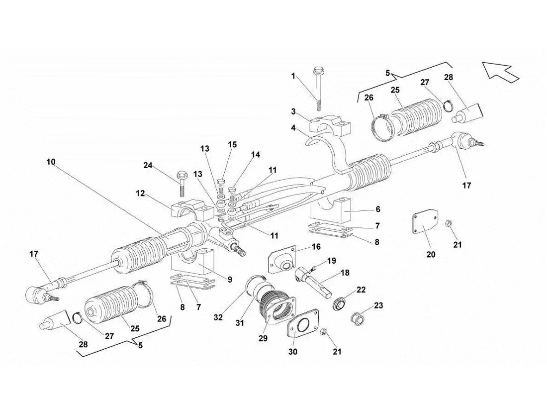 lamborghini gallardo lp560-4s update cremallera de dirección diagrama de piezas