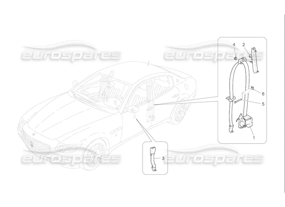 maserati qtp. (2010) 4.7 auto cinturones de seguridad delanteros diagrama de piezas