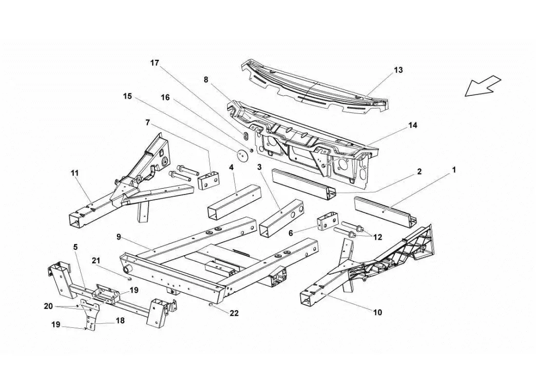lamborghini gallardo sts ii sc elementos del marco frontal diagrama de piezas