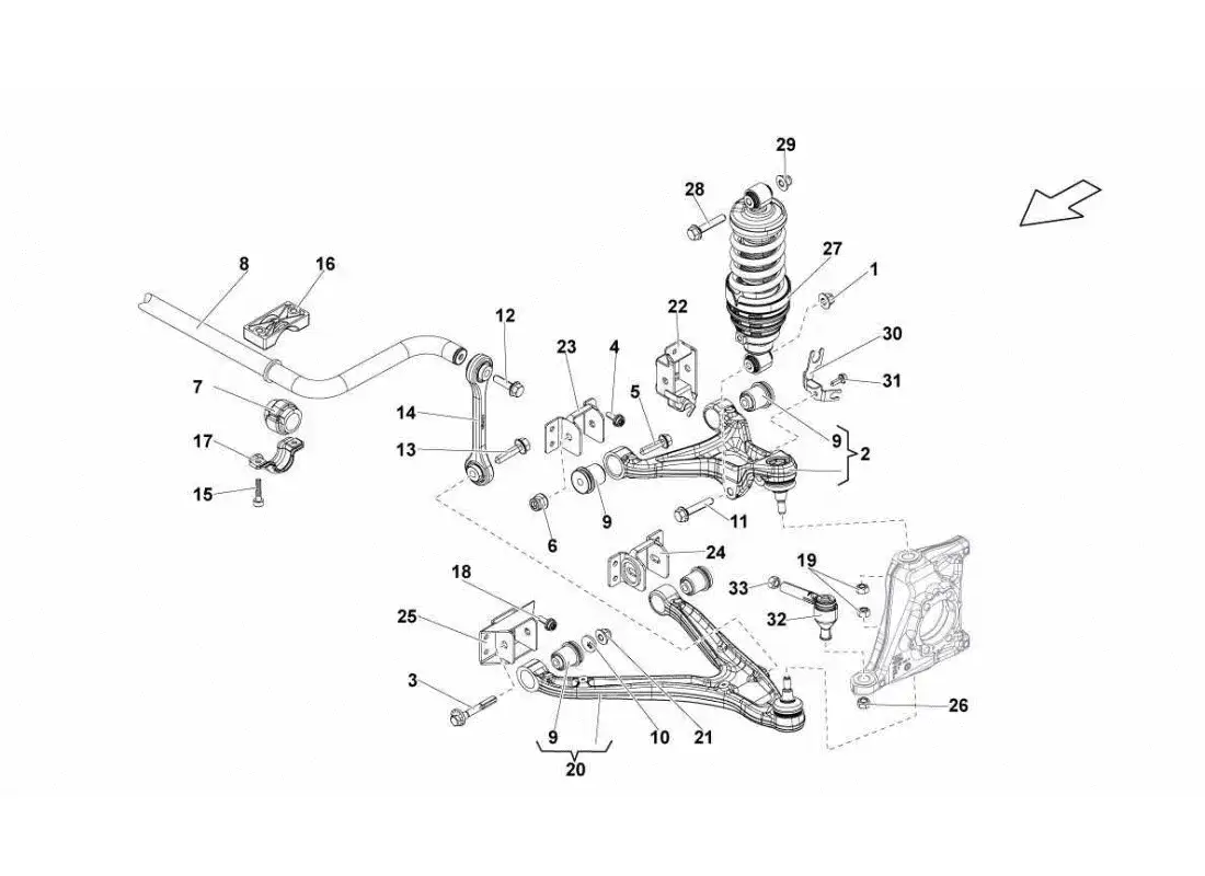 lamborghini gallardo sts ii sc diagrama de piezas de los brazos delanteros