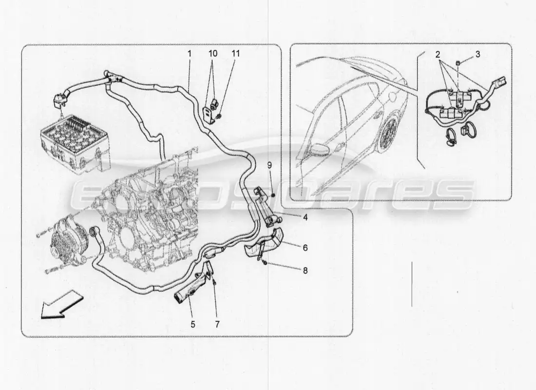 maserati qtp. v8 3.8 530bhp 2014 auto diagrama de piezas de cableado principal