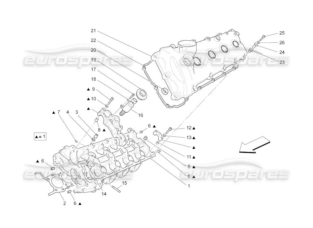 maserati qtp. (2011) 4.2 auto diagrama de piezas de la culata izquierda