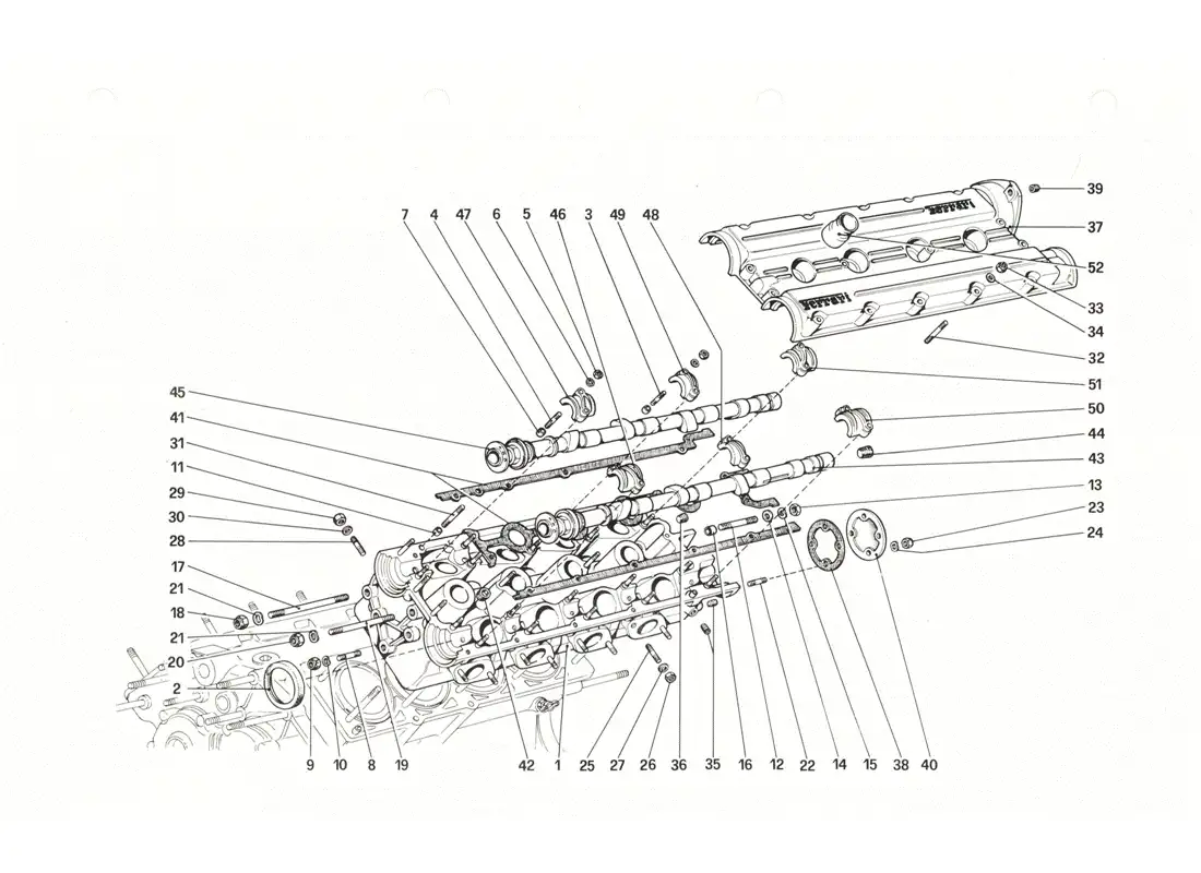 ferrari 208 gtb gts culata (izquierda) diagrama de piezas