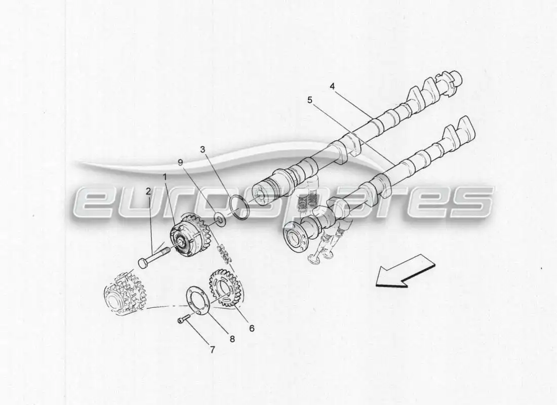 maserati grancabrio mc centenario árboles de levas de culata izquierda diagrama de piezas
