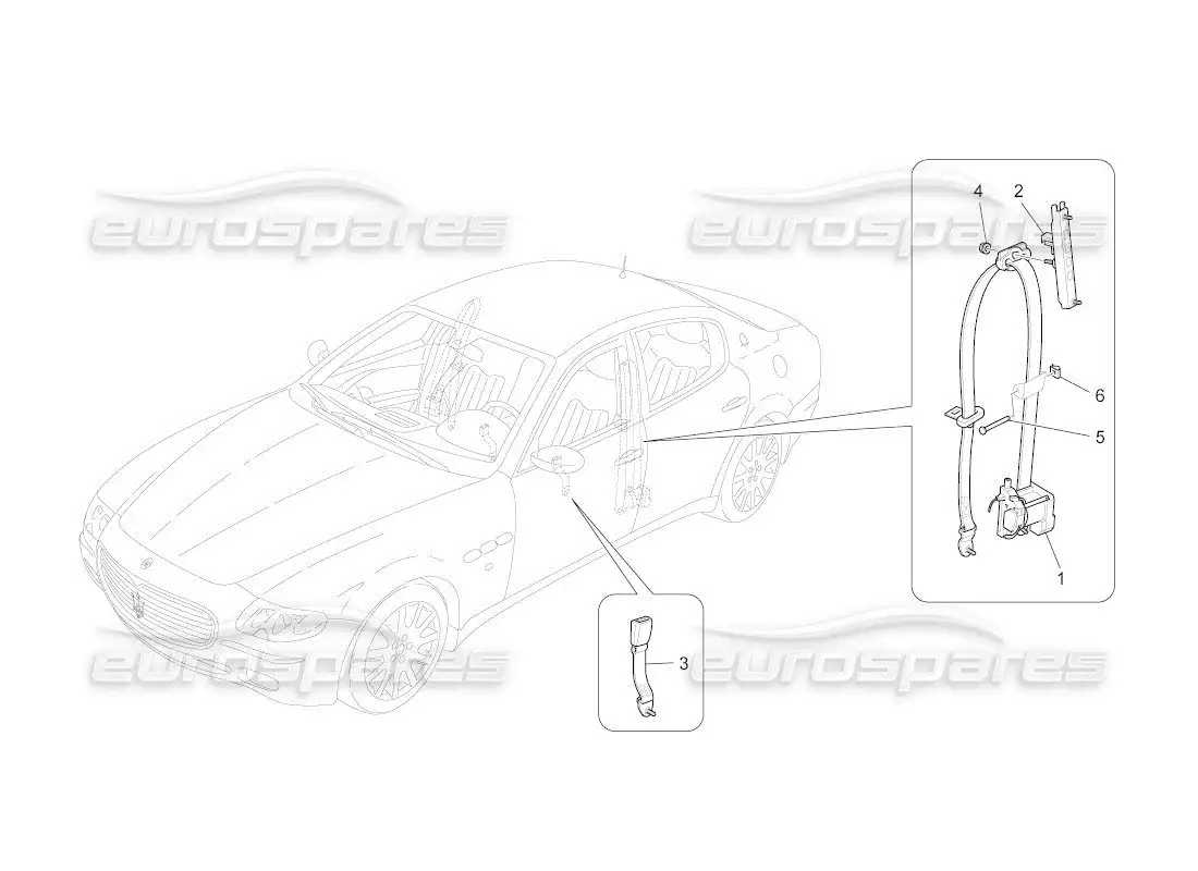 maserati qtp. (2011) 4.7 auto cinturones de seguridad delanteros diagrama de piezas