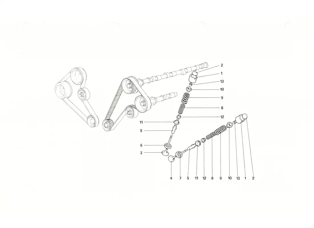 ferrari 208 gtb gts timing system - tappets diagrama de piezas