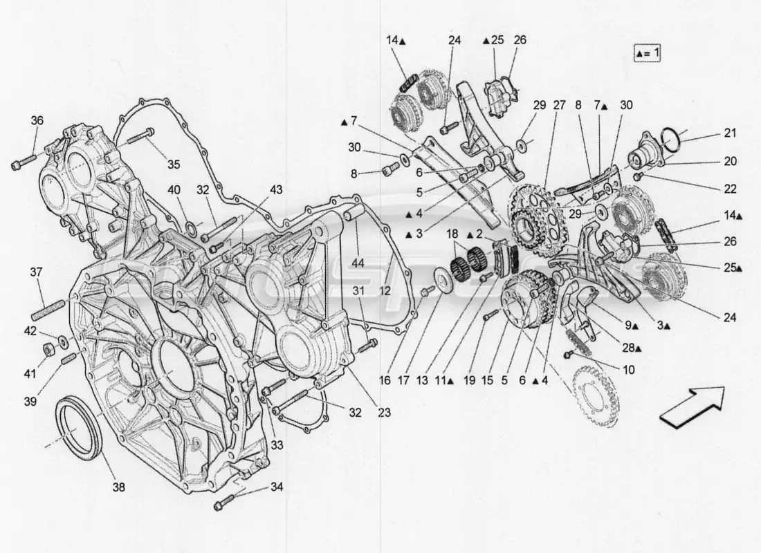 maserati qtp. v8 3.8 530bhp 2014 auto diagrama de piezas de sincronización