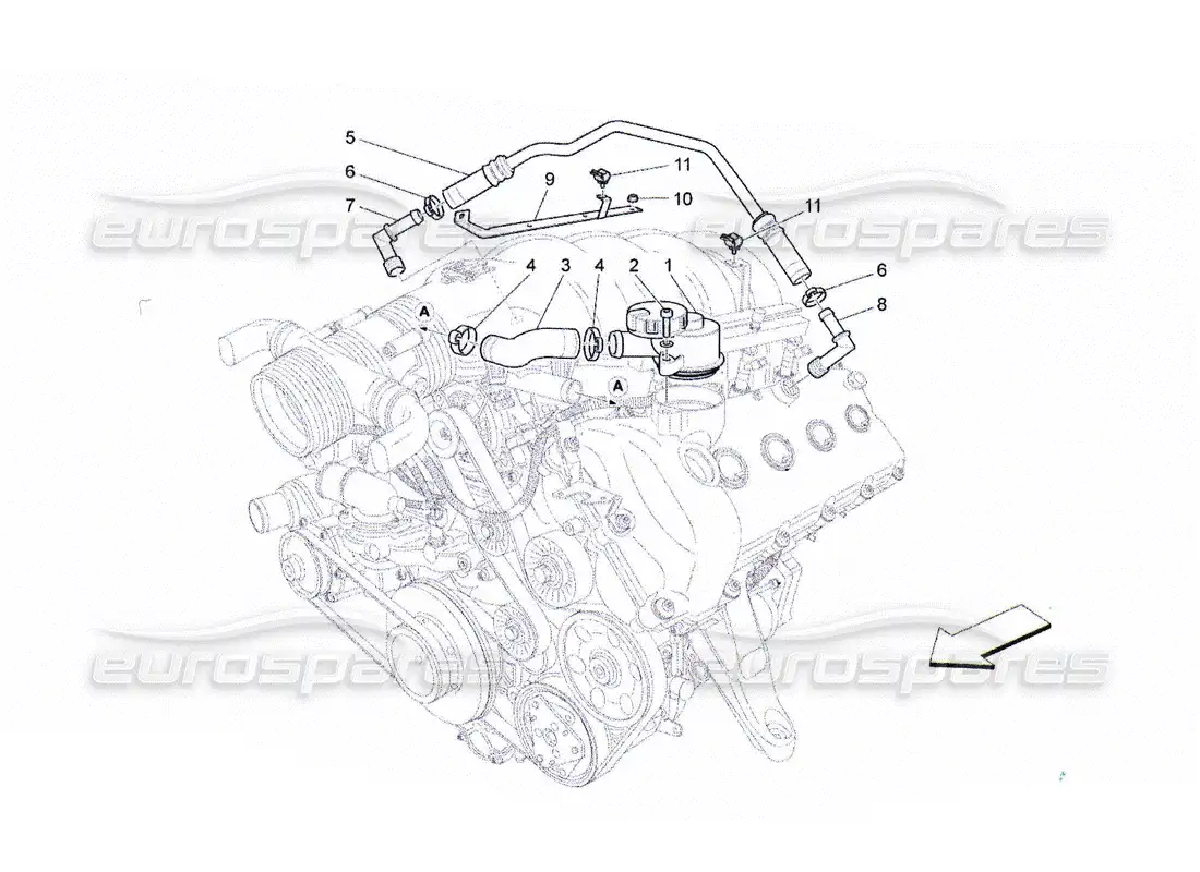 maserati qtp. (2010) 4.2 sistema de recirculación de vapor de aceite diagrama de piezas
