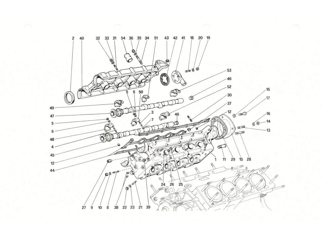 ferrari 208 gtb gts culata (derecha) diagrama de piezas