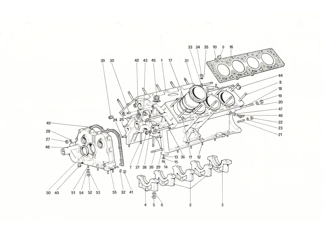 ferrari 208 gtb gts crankcase diagrama de piezas