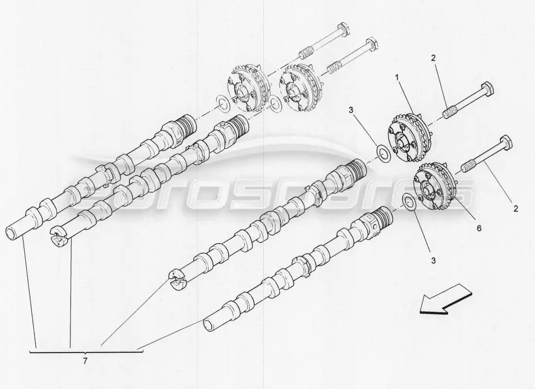 maserati qtp. v8 3.8 530bhp 2014 auto diagrama de piezas de los árboles de levas de la culata izquierda