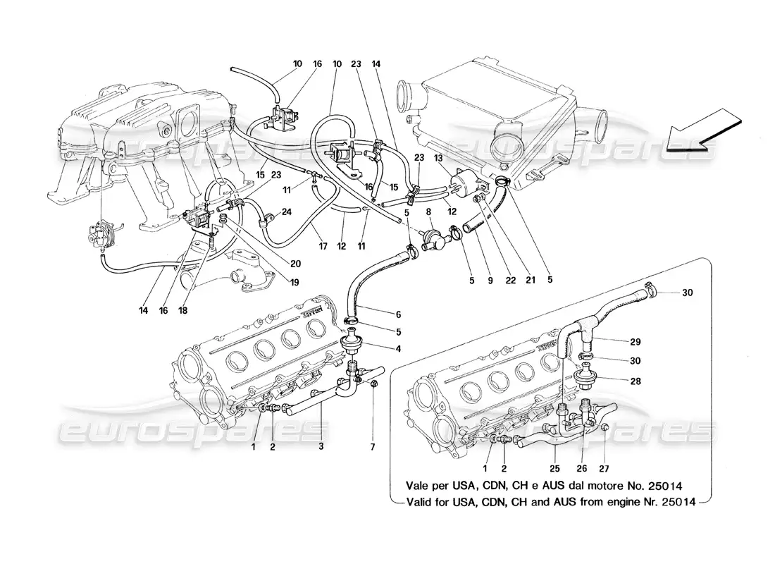 ferrari 348 (1993) tb / ts dispositivo de inyección de aire diagrama de piezas