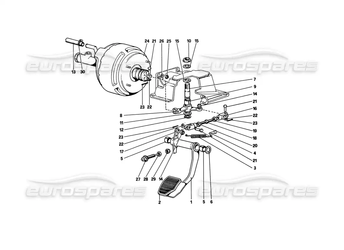 ferrari 308 gtb (1980) brake hydraulic system (variants for rhd versions) diagrama de piezas