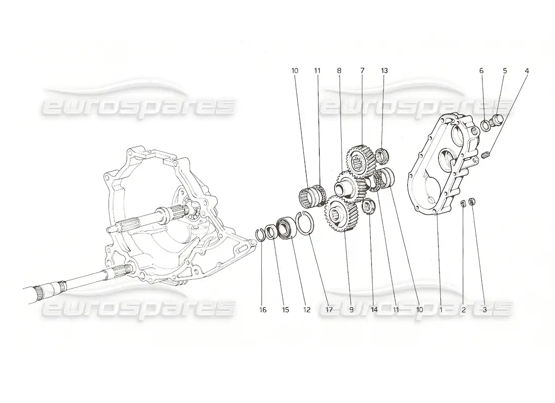 ferrari 308 gt4 dino (1976) transmisión de caja de cambios diagrama de piezas